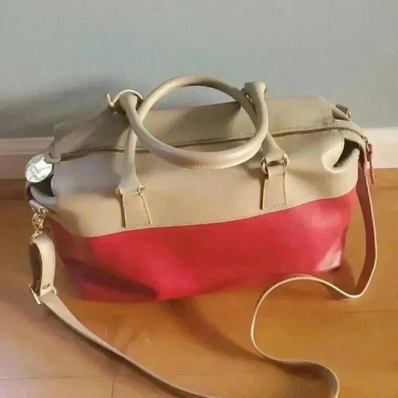 Gianni Notaro Italian bag beige red handbag crossbody bag - Picture 1 of 12